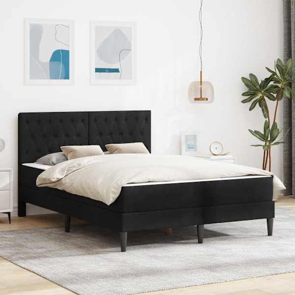 Voodiraam koos madratsiga, must, 120 × 190 cm, samet — mudel 3415040