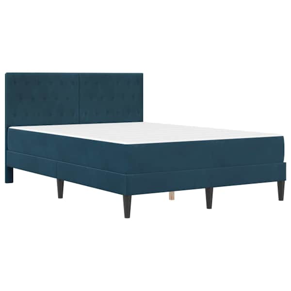 Voodiraam koos madratsiga, sinine, 120 × 190 cm, samet — mudel 3415041