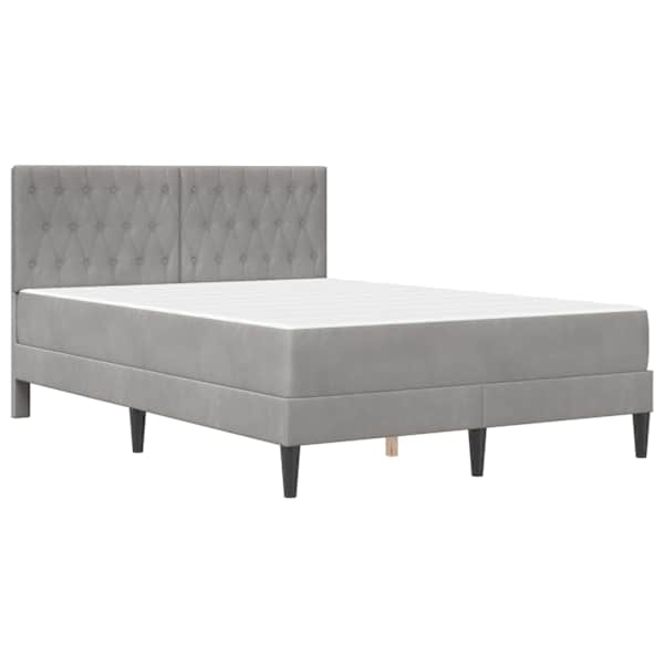 Voodiraam koos madratsiga, helehall, 120 × 200 cm, samet — mudel 3415042