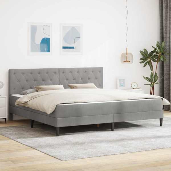 Voodiraam koos madratsiga, helehall, 180 × 200 cm, samet — mudel 3415066