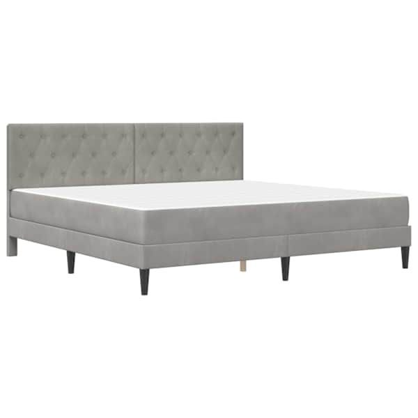 Voodiraam koos madratsiga, helehall, 180 × 200 cm, samet — mudel 3415066