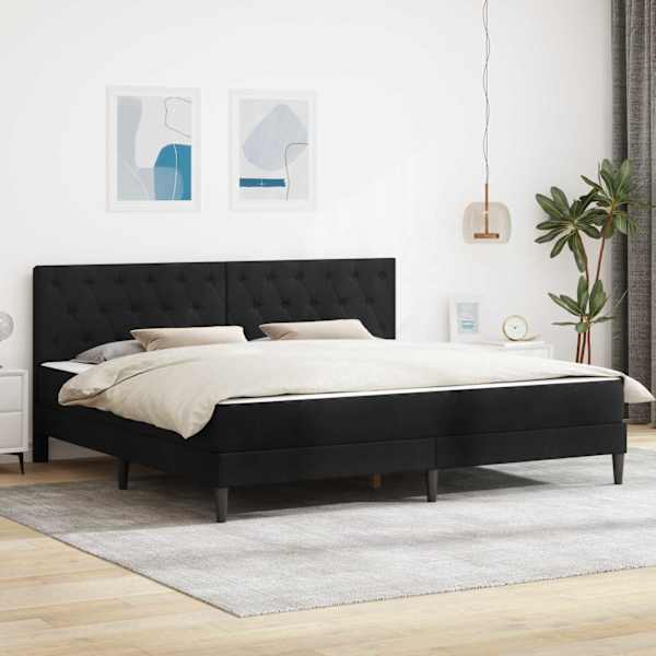 Voodiraam koos madratsiga, must, 180 × 200 cm, samet — mudel 3415070