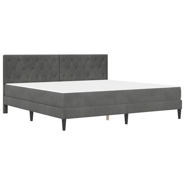 Voodiraam koos 2 madratsiga, tumehall, 200 × 200 cm, samet — mudel 3415073