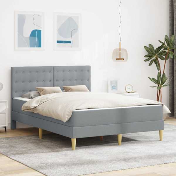 Voodiraam koos madratsiga, helehall, 120 × 190 cm, kangas — mudel 3415098