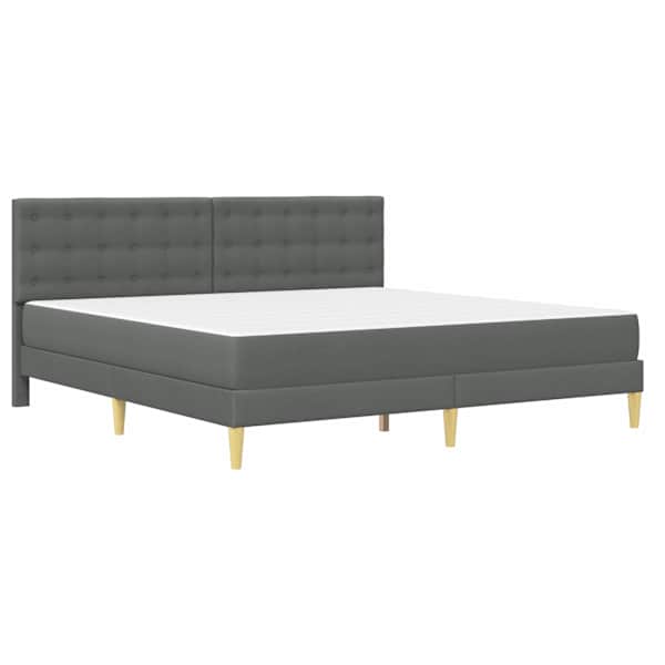 Voodiraam koos 2 madratsiga, tumehall, 200 × 200 cm, kangas — mudel 3415129