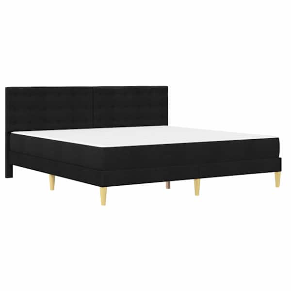 Voodiraam koos 2 madratsiga, must, 200 × 200 cm, kangas — mudel 3415130