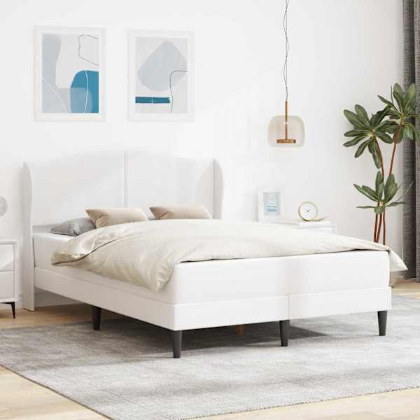 Voodiraam koos madratsiga, valge, 160 × 200 cm, kunstnahk — mudel 3415159