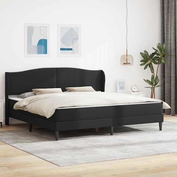 Voodiraam koos madratsiga, must, 180 × 200 cm, kunstnahk — mudel 3415161