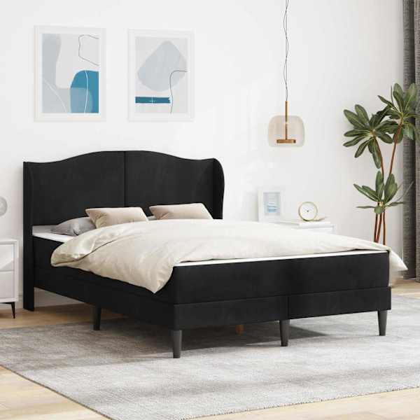 Voodiraam koos madratsiga, must, 120 × 200 cm, samet — mudel 3415200