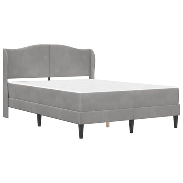 Voodiraam koos madratsiga, helehall, 140 × 190 cm, samet — mudel 3415202