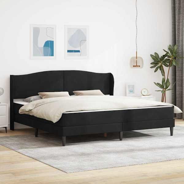 Voodiraam koos madratsiga, must, 180 × 200 cm, samet — mudel 3415224