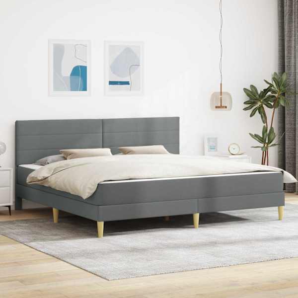 Voodiraam koos madratsiga, tumehall, 180 × 200 cm, kangas — mudel 3415352