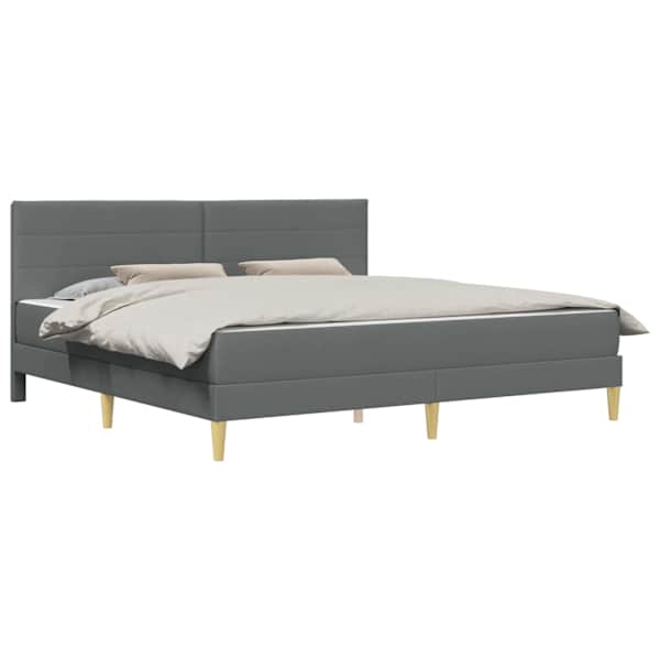 Voodiraam koos madratsiga, tumehall, 180 × 200 cm, kangas — mudel 3415352