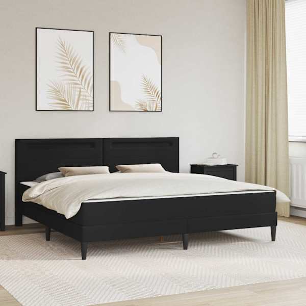 LED-valgustusega voodiraam koos madratsiga, must, 180 × 200 cm, kunstnahk — mudel 3415376