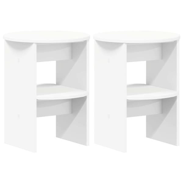 Kõrvalkapp 2 tk Valge Ø40 × 50 cm Töödeldud puit