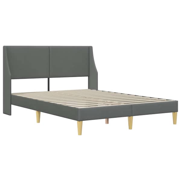 Voodiraam peatsiga, tumehall, 137 × 190 cm, kangas — mudel 42027384