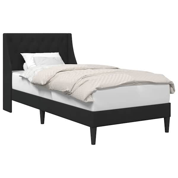 Voodiraam peatsiga, must, 90 × 200 cm, samet — mudel 42027404