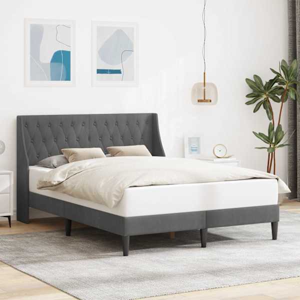 Voodiraam peatsiga, tumehall, 120 × 200 cm, samet — mudel 42027419