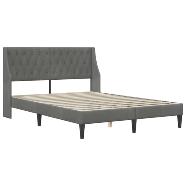 Voodiraam peatsiga, tumehall, 120 × 200 cm, samet — mudel 42027419