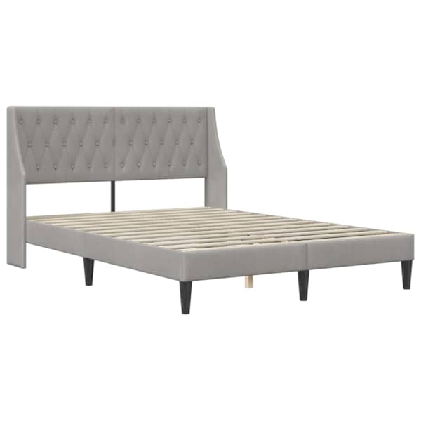 Voodiraam peatsiga, helehall, 140 × 200 cm, samet — mudel 42027430
