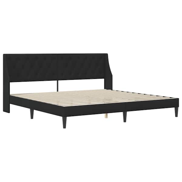 Voodiraam peatsiga, must, 180 × 200 cm, samet — mudel 42027446
