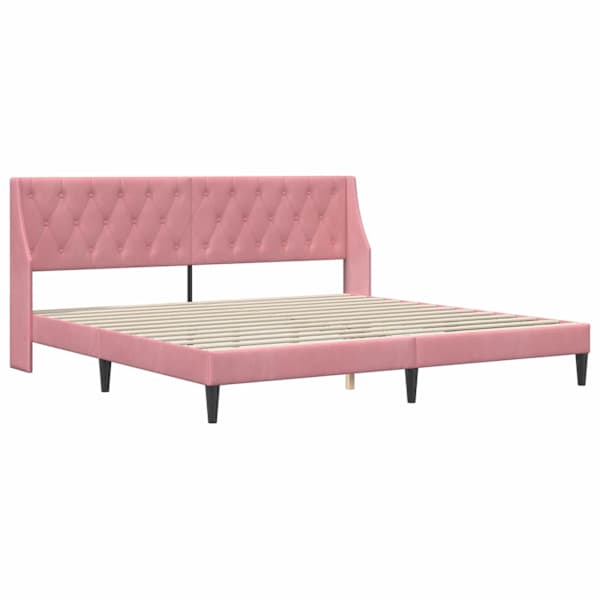 Voodiraam peatsiga, roosa, 200 × 200 cm, samet — mudel 42027451