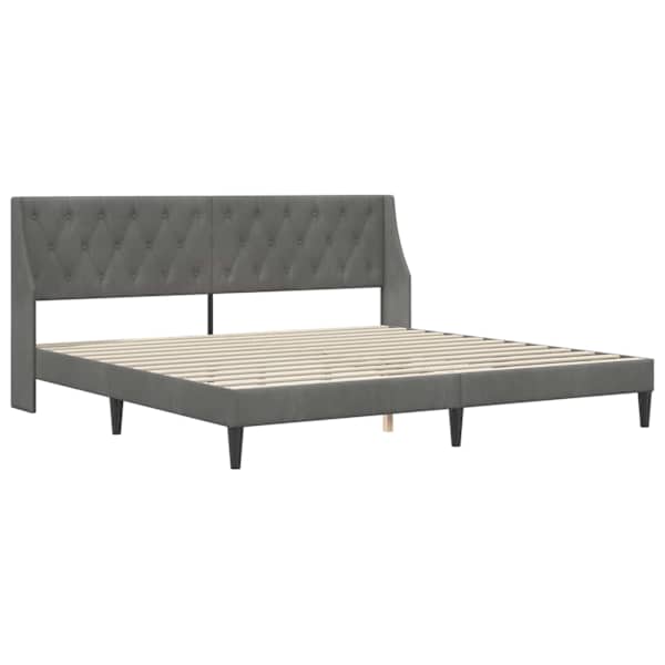 Voodiraam peatsiga, tumehall, 183 × 213 cm, samet — mudel 42027466