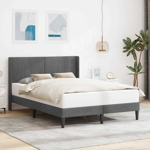 Voodiraam peatsiga, tumehall, 120 × 190 cm, samet — mudel 42027492