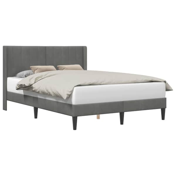 Voodiraam peatsiga, tumehall, 120 × 190 cm, samet — mudel 42027492
