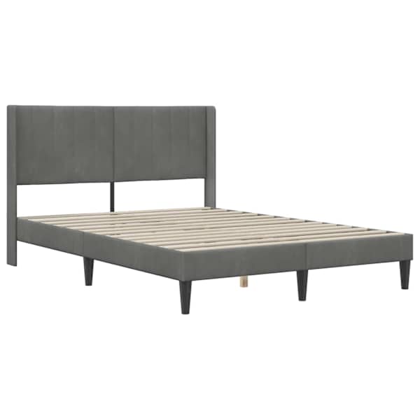 Voodiraam peatsiga, tumehall, 120 × 190 cm, samet — mudel 42027492