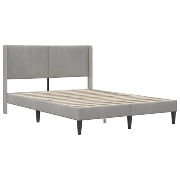 Voodiraam peatsiga, helehall, 120 × 200 cm, samet — mudel 42027497