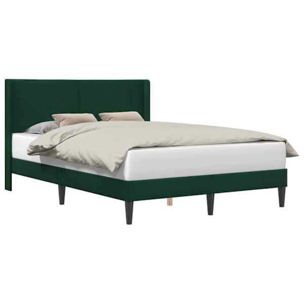 Voodiraam peatsiga, tumeroheline, 140 × 190 cm, samet — mudel 42027505