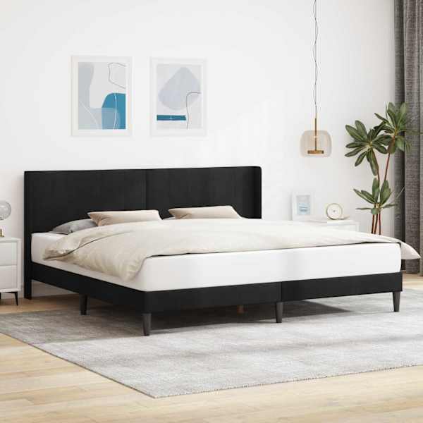 Voodiraam, must, 180 × 200 cm, samet — mudel 42027525
