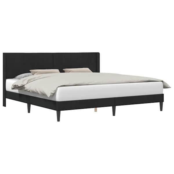 Voodiraam, must, 180 × 200 cm, samet — mudel 42027525