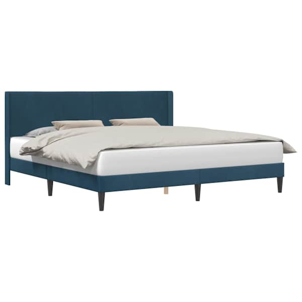 Voodiraam peatsiga, sinine, 180 × 200 cm, samet — mudel 42027526