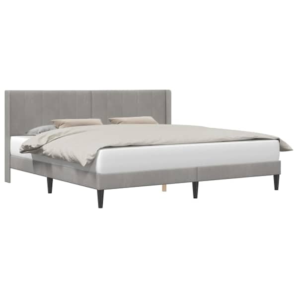 Voodiraam, helehall, 200 × 200 cm, samet — mudel 42027527