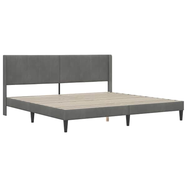 Voodiraam peatsiga, tumehall, 183 × 213 cm, samet — mudel 42027545