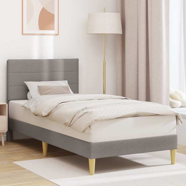 Voodiraam peatsiga, pruunikashall, 100 × 200 cm, kangas — mudel 42027568