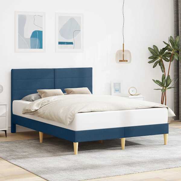 Voodiraam peatsiga, sinine, 120 × 200 cm, kangas — mudel 42027581