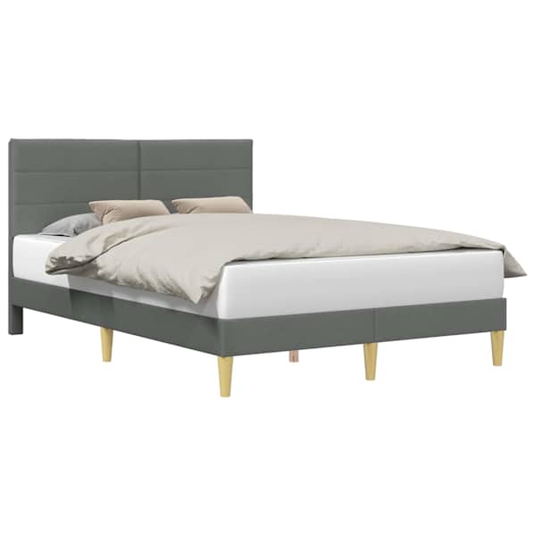 Voodiraam peatsiga, tumehall, 140 × 190 cm, kangas — mudel 42027583
