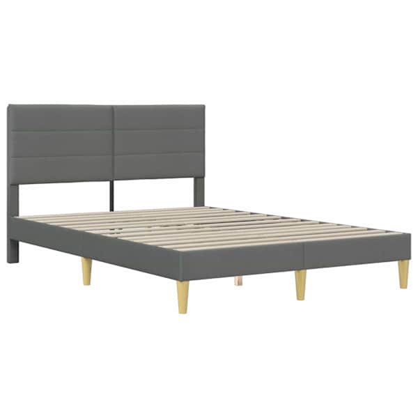 Voodiraam peatsiga, tumehall, 140 × 190 cm, kangas — mudel 42027583
