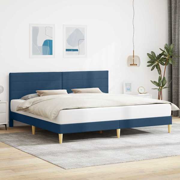 Voodiraam peatsiga, sinine, 180 × 200 cm, kangas — mudel 42027605