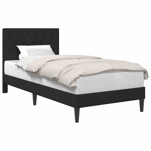 Voodiraam peatsiga, must, 90 × 190 cm, samet — mudel 42027635