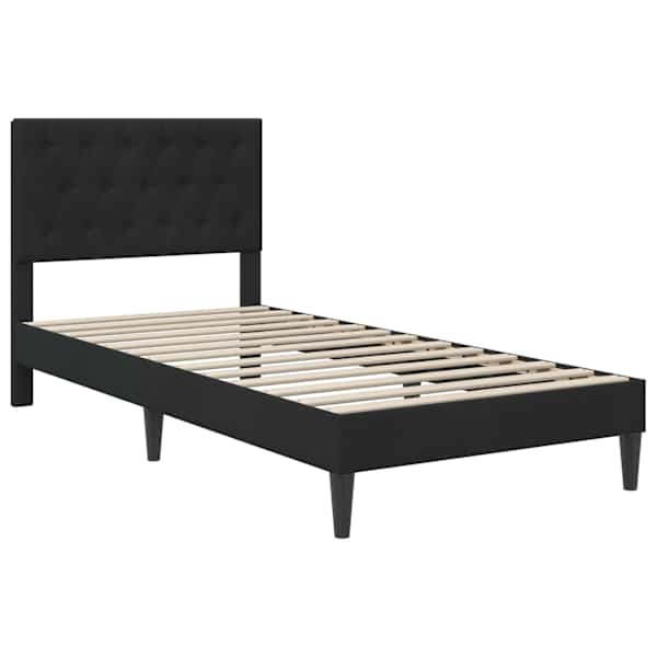 Voodiraam peatsiga, must, 90 × 190 cm, samet — mudel 42027635