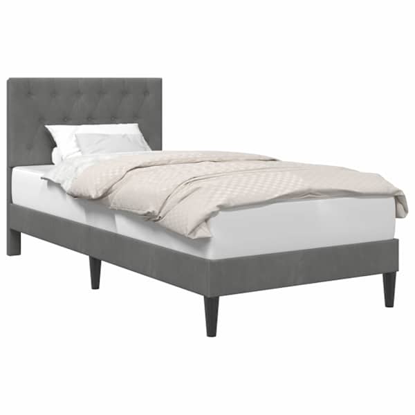 Voodiraam peatsiga, tumehall, 100 × 200 cm, samet — mudel 42027644