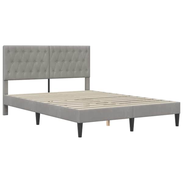 Voodiraam peatsiga, helehall, 120 × 200 cm, samet — mudel 42027655