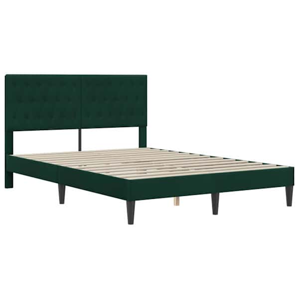 Voodiraam peatsiga, tumeroheline, 140 × 190 cm, samet — mudel 42027663