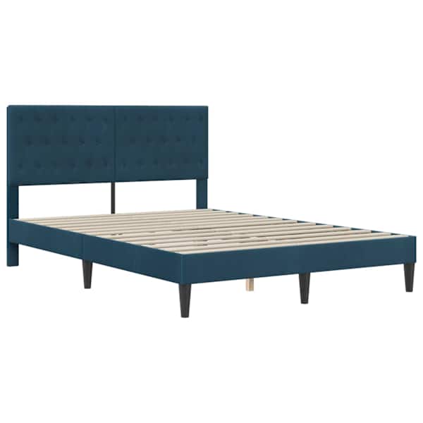 Voodiraam peatsiga, sinine, 160 × 200 cm, samet — mudel 42027678