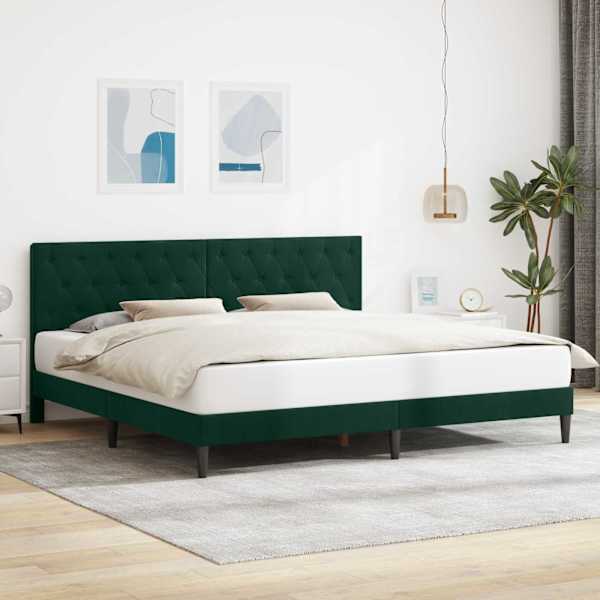 Voodiraam peatsiga, tumeroheline, 180 × 200 cm, samet — mudel 42027681