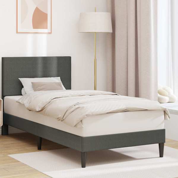 Voodiraam, tumehall, 90 × 200 cm, kangas — mudel 42027713